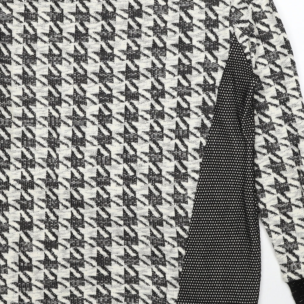 Paz Torras Womens Black Round Neck Geometric Polyester Pullover Jumper Size 12