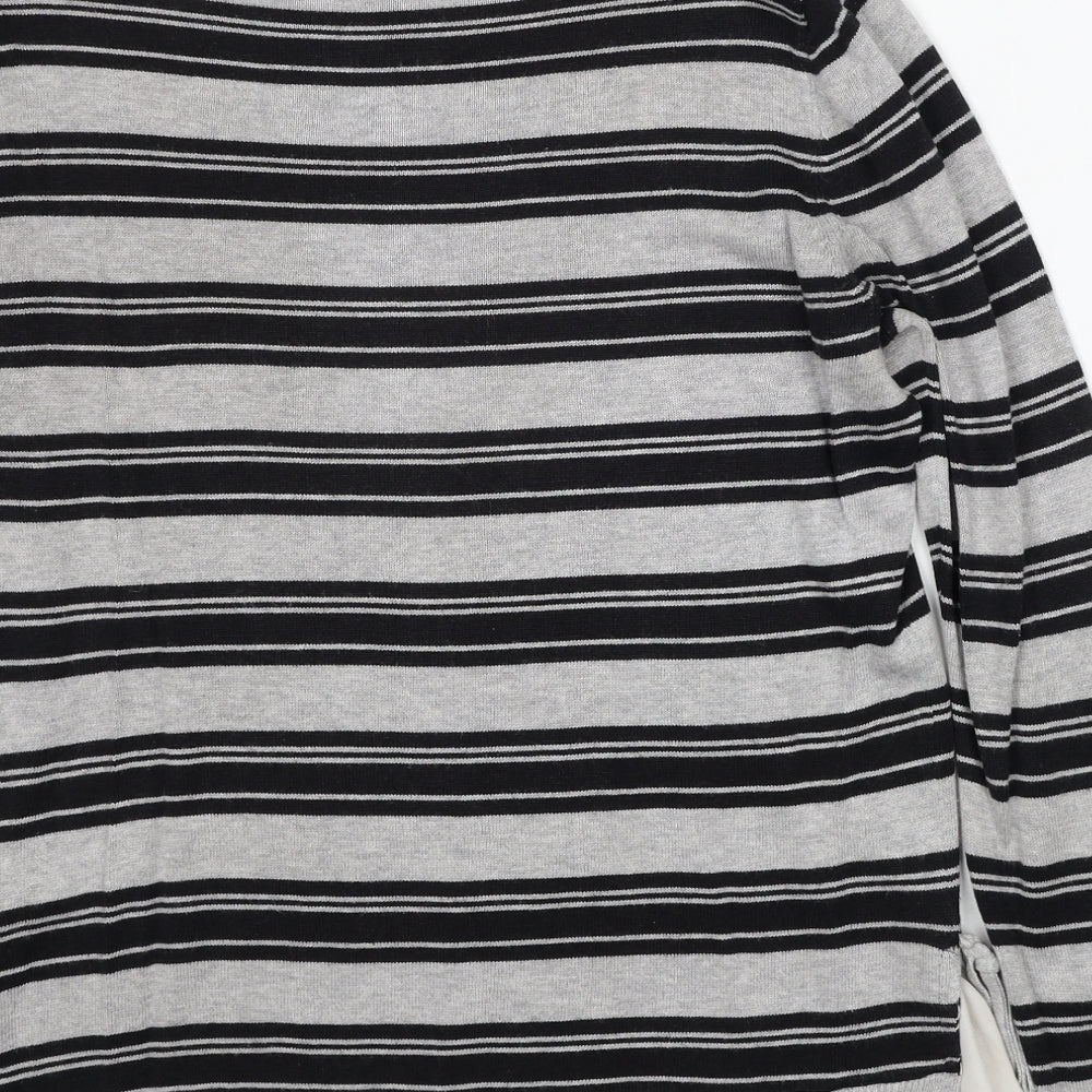 Dorothy Perkins Womens Grey Round Neck Striped Viscose Pullover Jumper Size 14