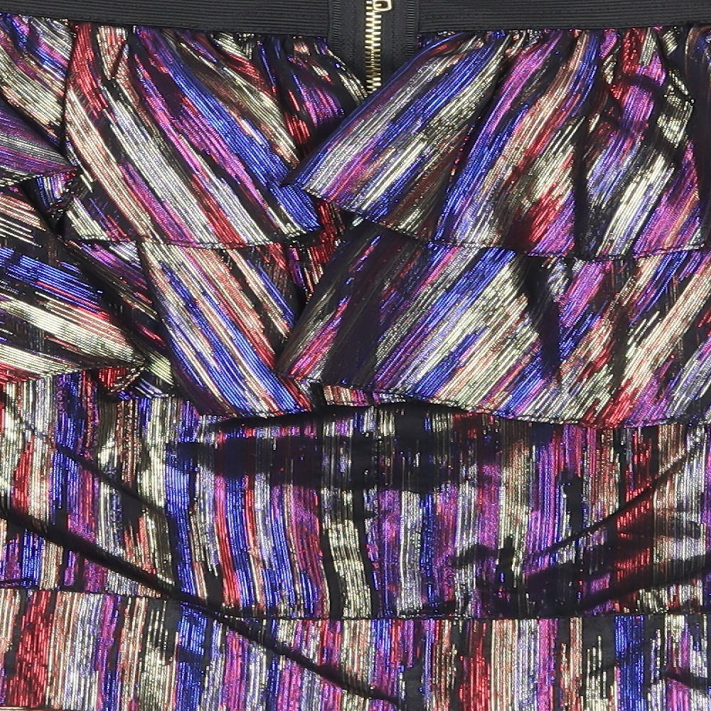 River Island Womens Multicoloured Geometric Polyester Mini Skirt Size 8 Zip
