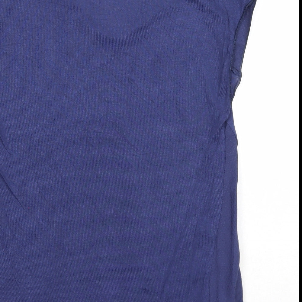 Mango Womens Blue Viscose Basic T-Shirt Size XS V-Neck
