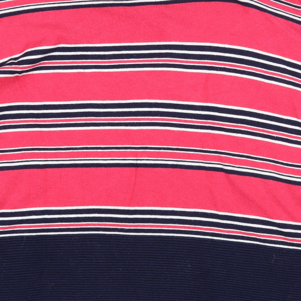 NEXT Womens Pink Round Neck Striped Cotton Pullover Jumper Size 10