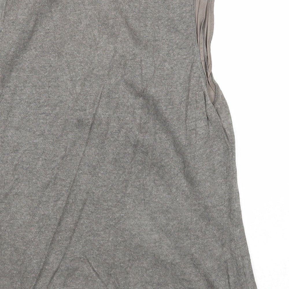 NEXT Womens Green Linen Basic Button-Up Size 10 V-Neck