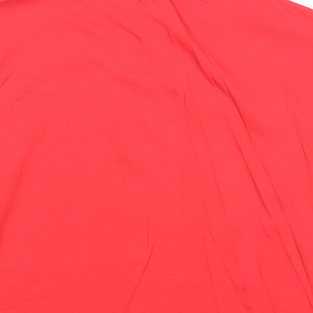 New Look Womens Red Cotton Basic T-Shirt Size XS Round Neck - Party Animal
