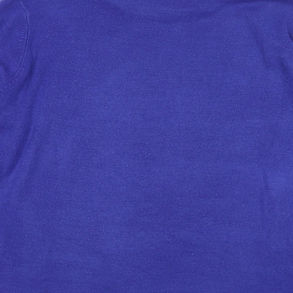 Bonmarché Womens Blue High Neck Acrylic Pullover Jumper Size M