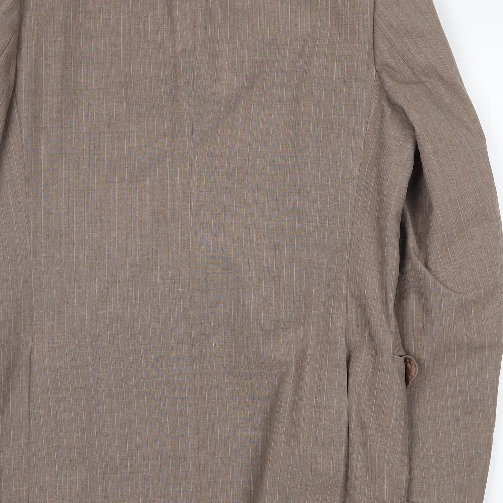 Quest Mens Brown Striped Polyester Jacket Suit Jacket Size 40 Regular