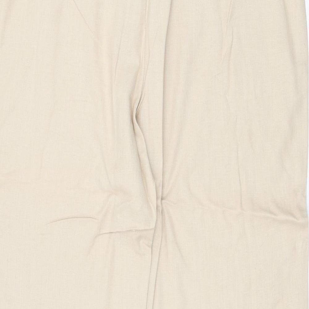 Casual Comfort Womens Beige Viscose Trousers Size 18 Regular Zip