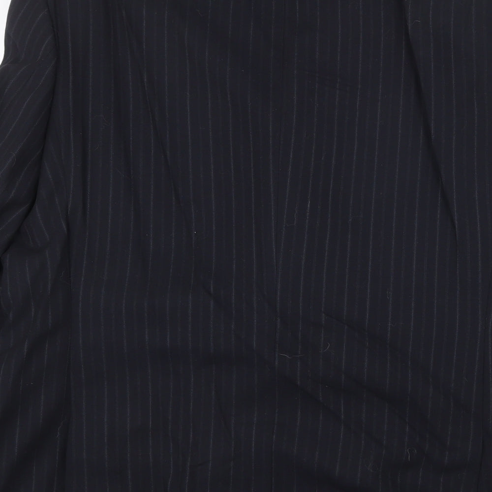 City Survival Mens Black Striped Wool Jacket Suit Jacket Size 42 Regular