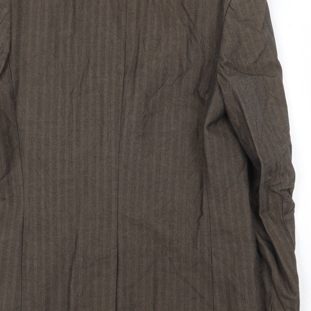 Monsoon Mens Brown Striped Cotton Jacket Suit Jacket Size 38 Regular