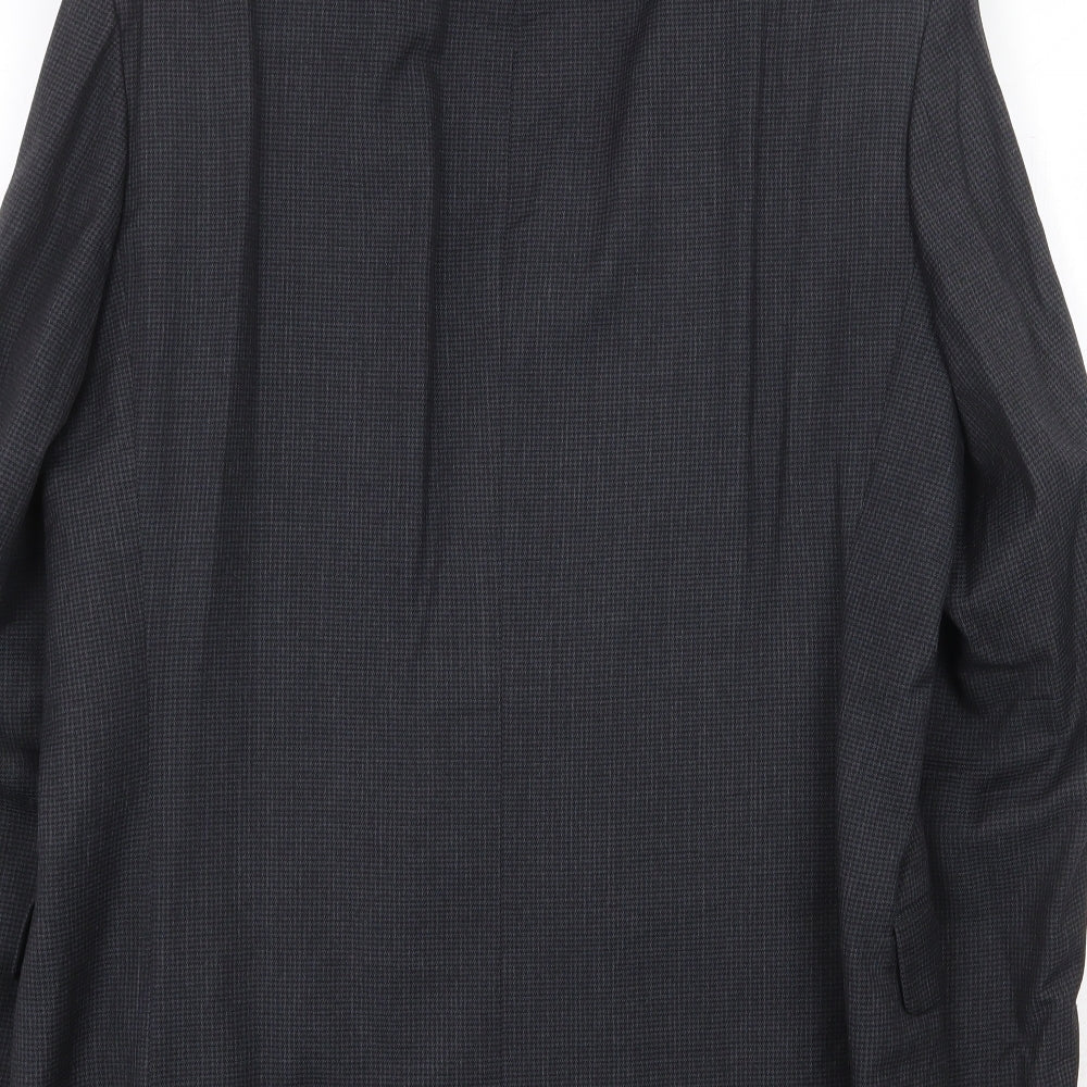 Marks & Spencer Mens Grey Geometric Polyester Jacket Suit Jacket Size 38 Regular