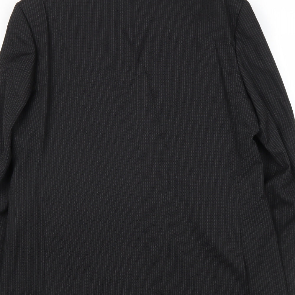 Karl Jackson Mens Black Striped Polyester Jacket Suit Jacket Size 44 Regular