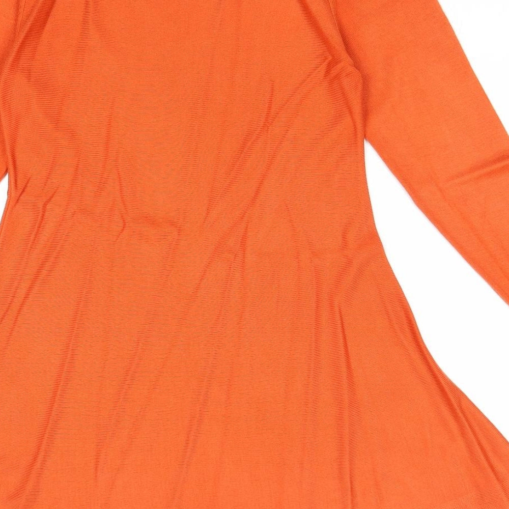 Marks & Spencer Womens Orange Acrylic Trapeze & Swing Size 10 Round Neck Pullover