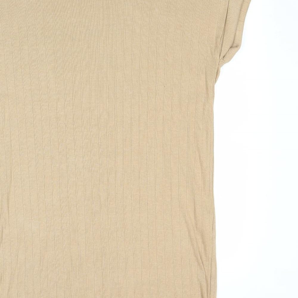 Zara Womens Brown Cotton T-Shirt Dress Size S Round Neck Pullover