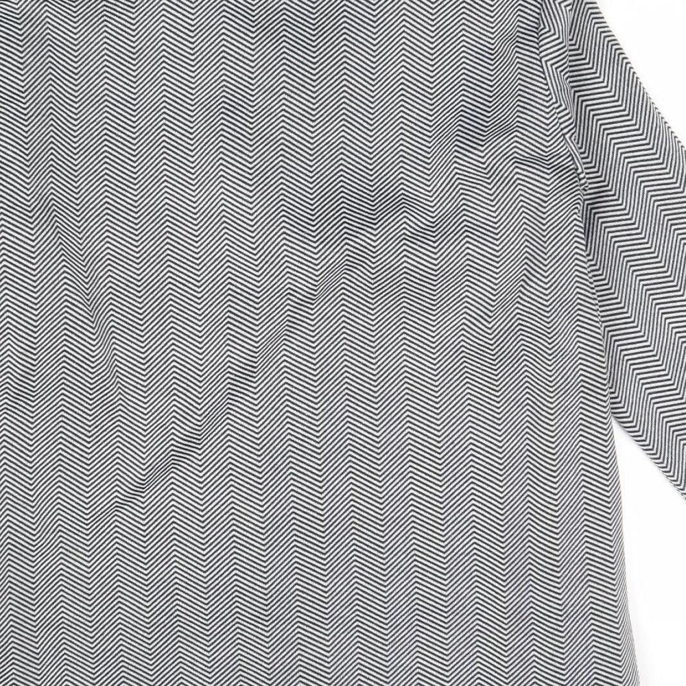 Anne De Lancay Womens Black Geometric Overcoat Coat Size 10 Button - Size 10-12
