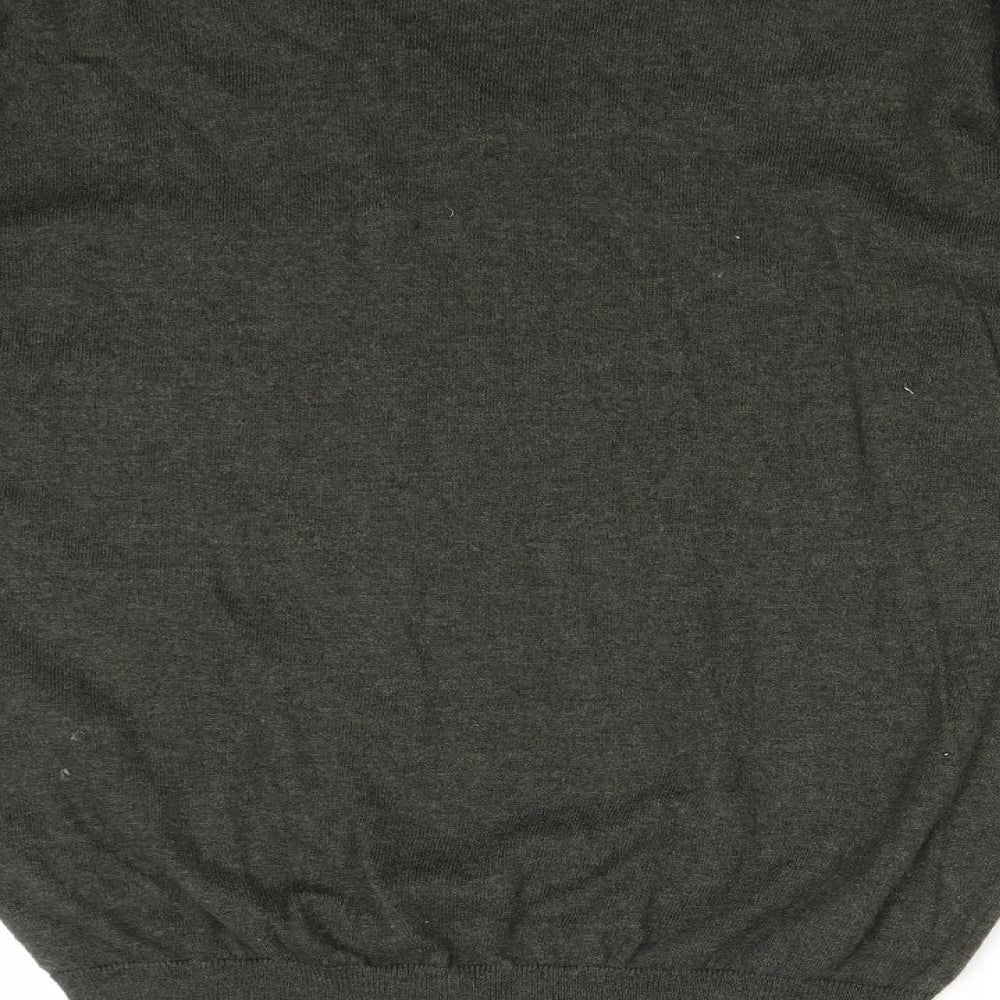 Marks & Spencer Womens Green V-Neck Cotton Pullover Jumper Size 10