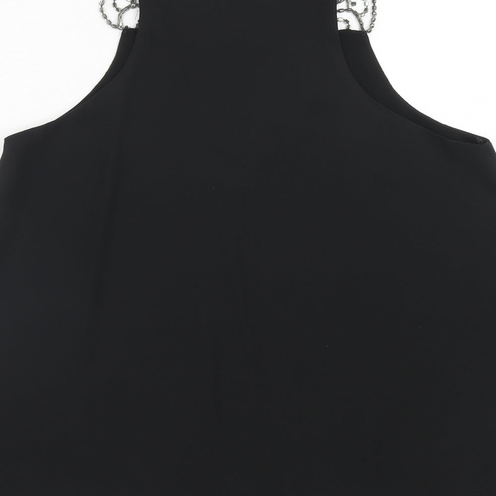 River Island Womens Black Polyester Basic Blouse Size 8 V-Neck