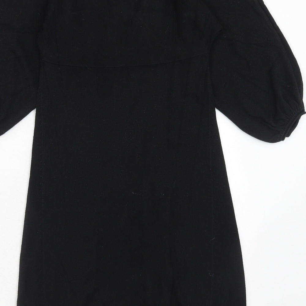 Mango Womens Black Acrylic A-Line Size S V-Neck Pullover