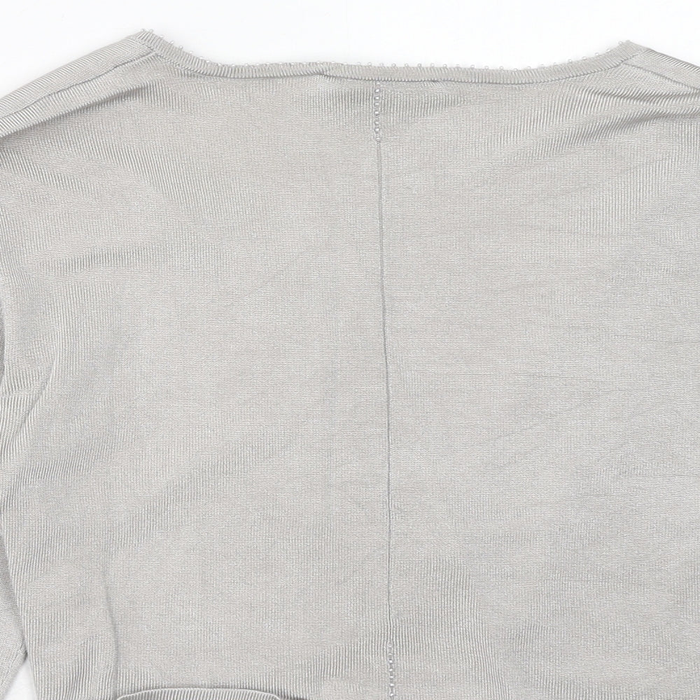Coast Womens Grey V-Neck Viscose Cardigan Jumper Size L