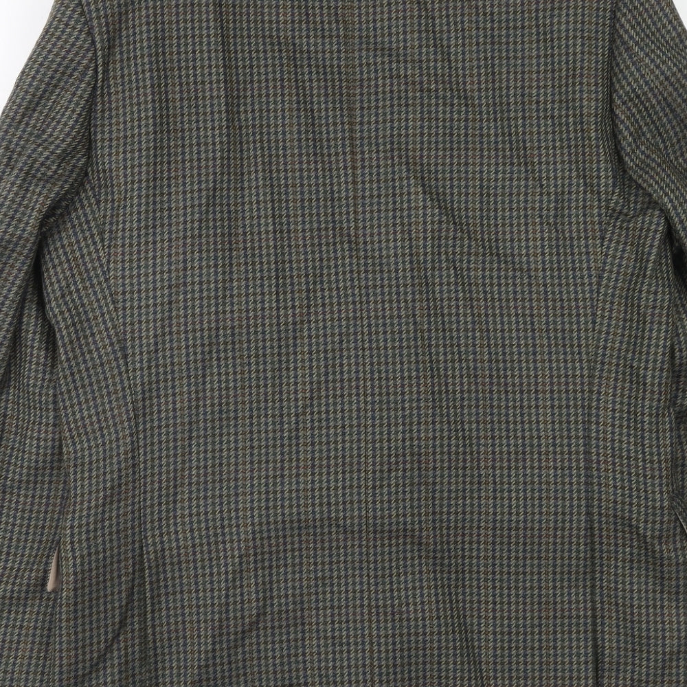 Wellington Mens Green Geometric Wool Jacket Blazer Size 40 Regular