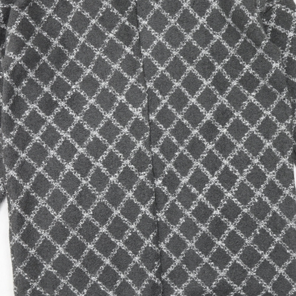 NEXT Womens Grey Geometric Pea Coat Coat Size M Button