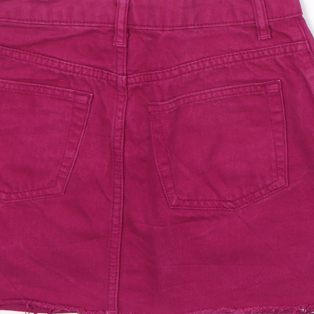 Topshop Womens Purple Cotton A-Line Skirt Size 4 Zip