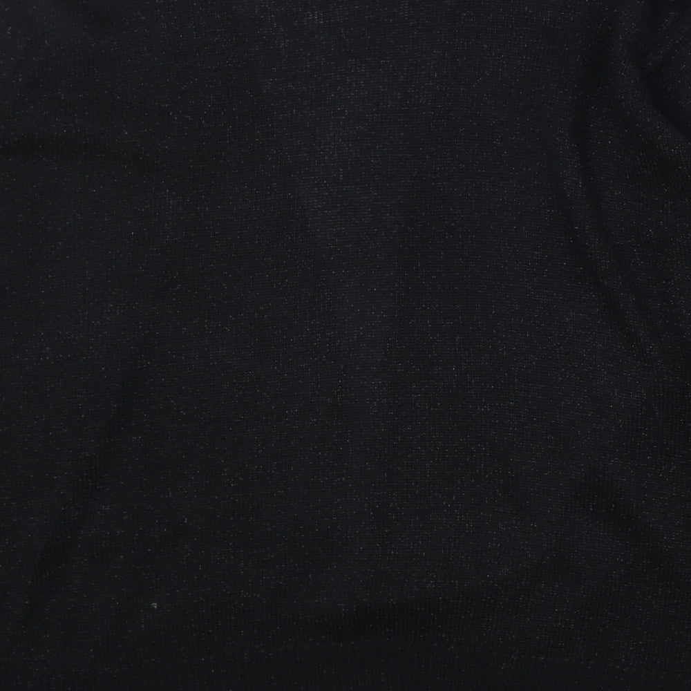 EWM Womens Black V-Neck Acetate Cardigan Jumper Size M