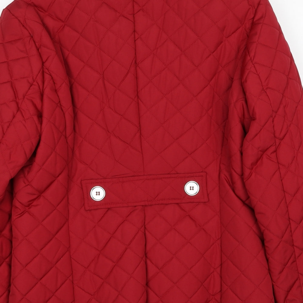 YBC Womens Red Quilted Jacket Size S Zip