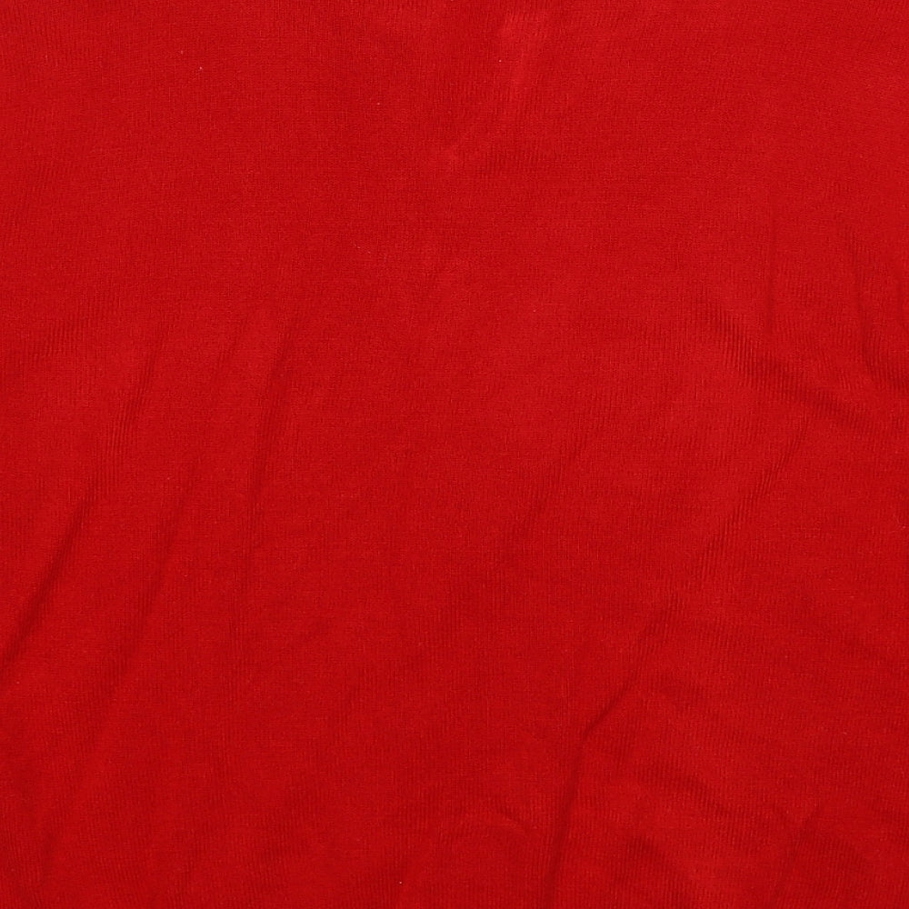 Akal Collection Womens Red V-Neck Acrylic Pullover Jumper Size S - Size S/M