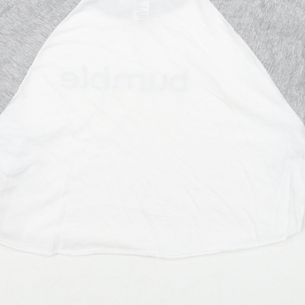 American Apparel Womens White Colourblock Cotton Cropped T-Shirt Size XS Round Neck - Bumble Size XS-S
