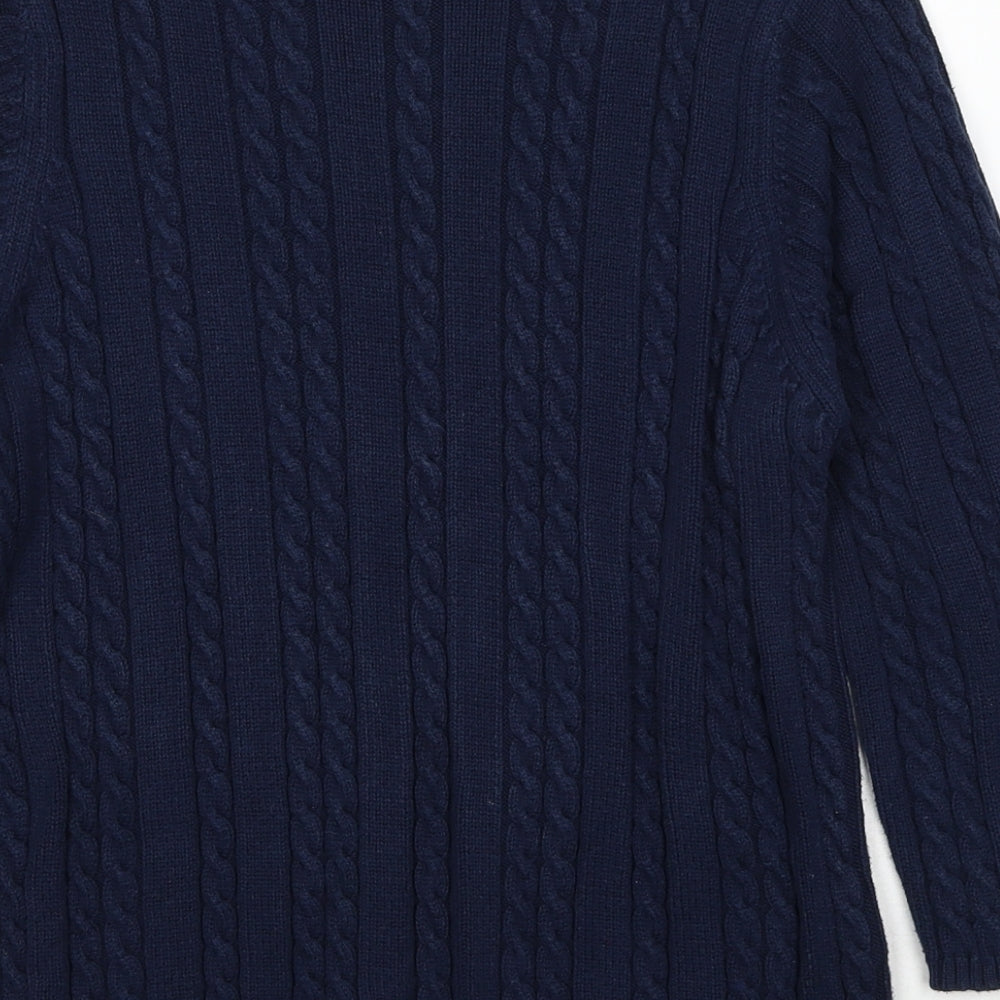 Joie de Vivre Womens Blue Boat Neck Cotton Pullover Jumper Size L