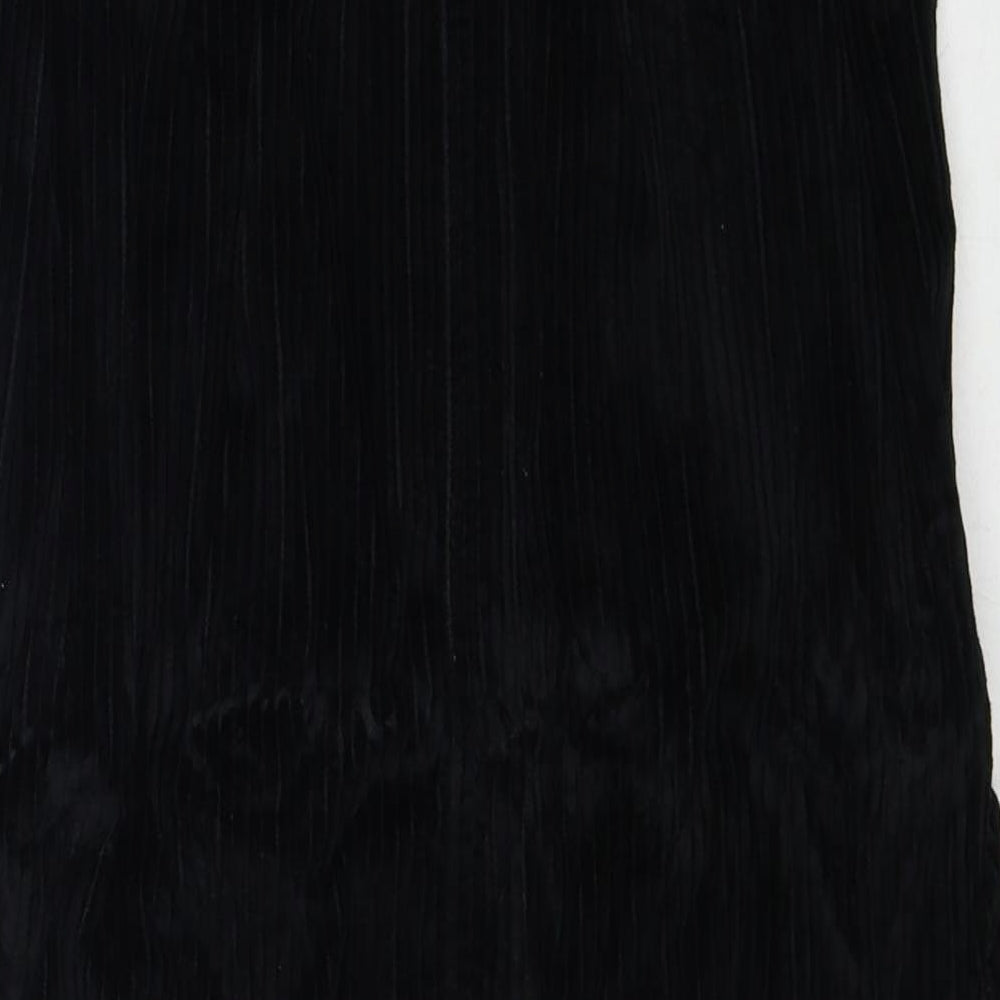 Denim & Co. Womens Black Cotton A-Line Skirt Size 8 Zip - Belt Included