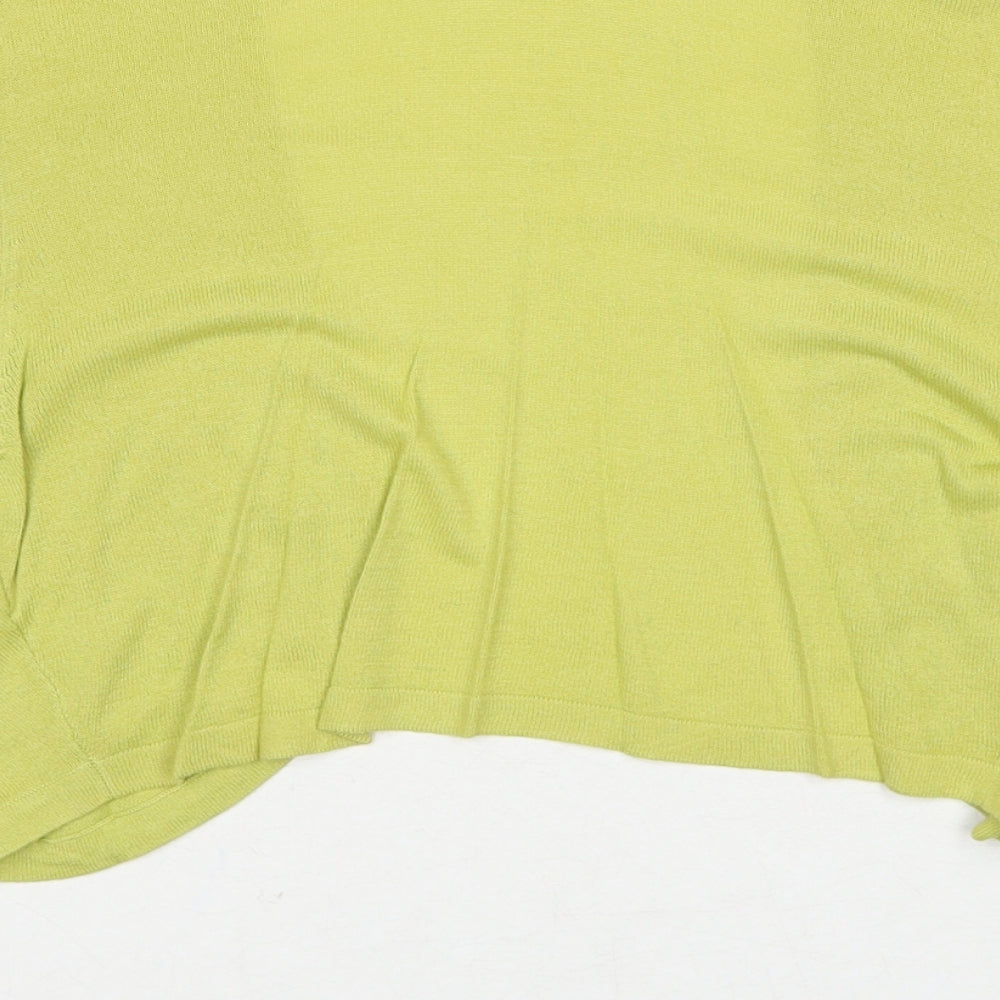 Adini Womens Green Square Neck Bamboo Pullover Jumper Size S Pullover