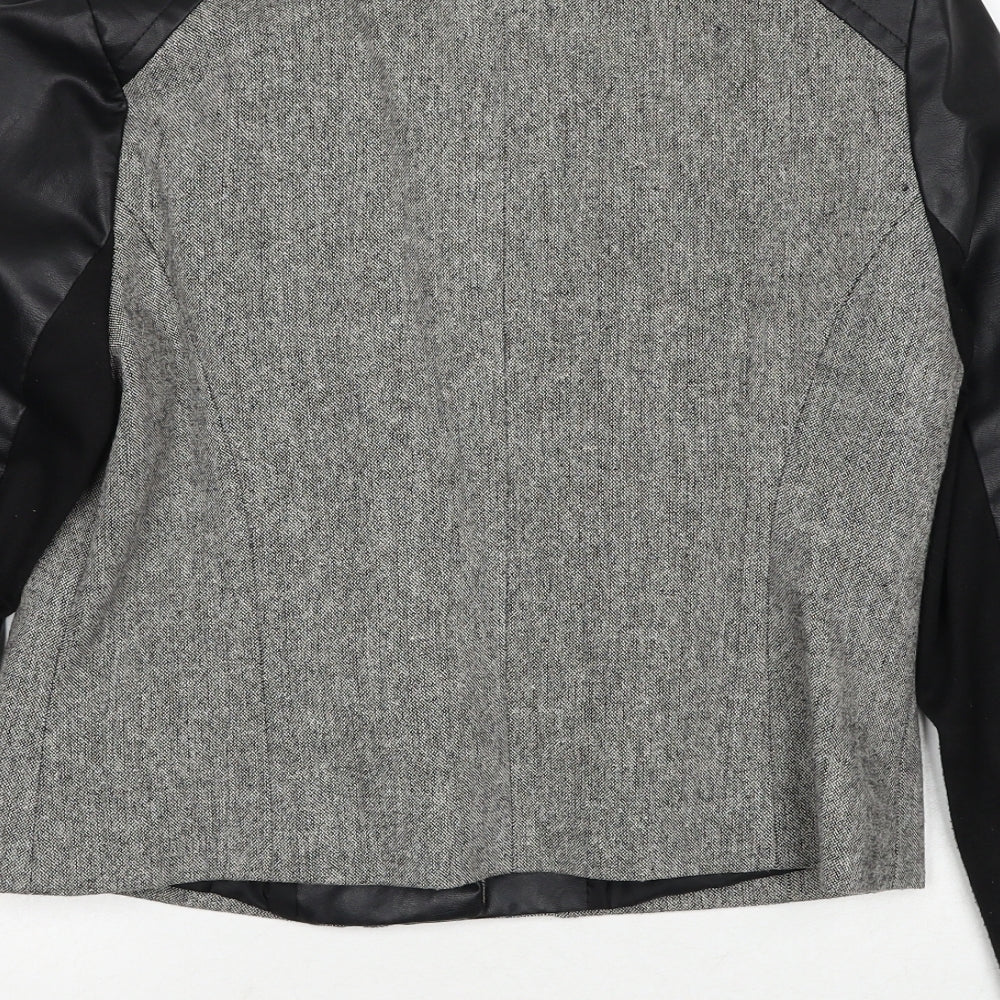 Atmosphere Womens Black Geometric Biker Jacket Size 12 Zip