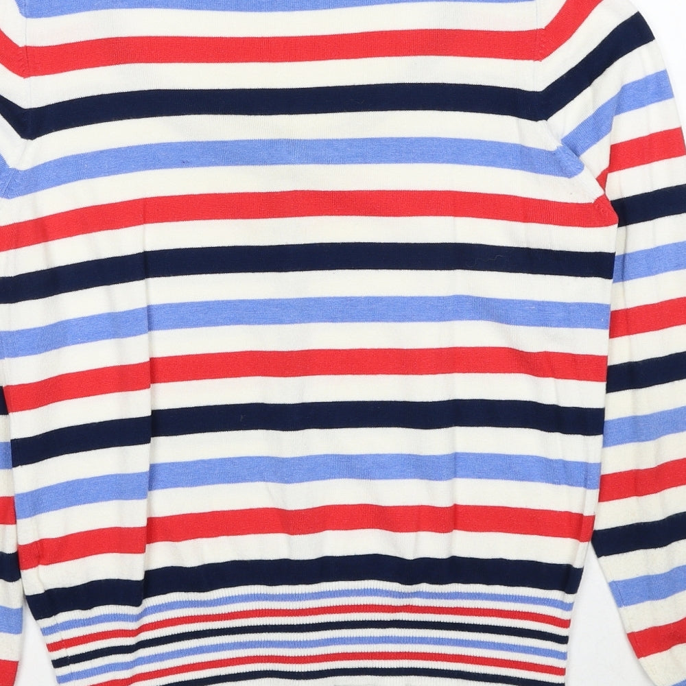 Marks & Spencer Womens Multicoloured Scoop Neck Striped Viscose Cardigan Jumper Size 12