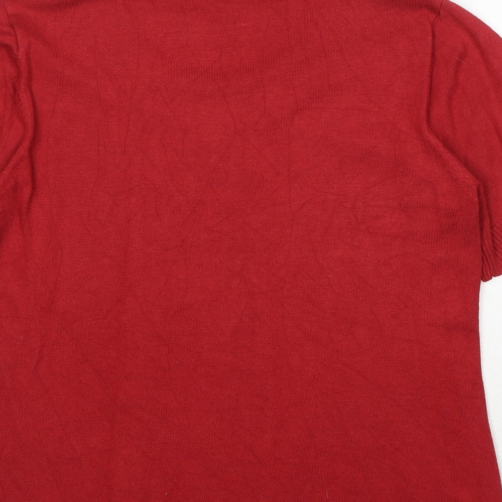 Preworn Womens Red Viscose Basic T-Shirt Size M Round Neck