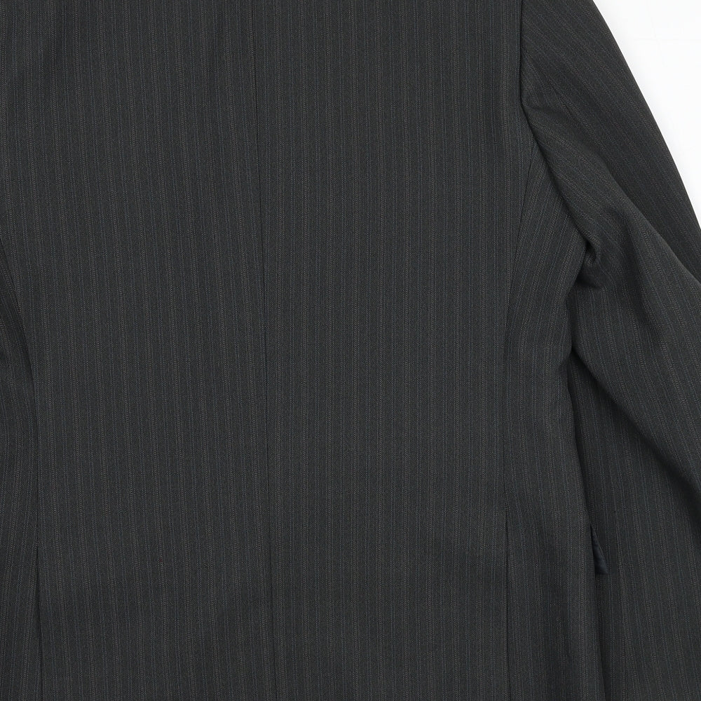 GreenWoods Mens Grey Striped Polyester Jacket Suit Jacket Size 42 Regular