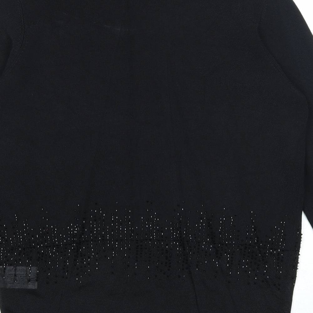 Jumper Womens Black Round Neck Viscose Pullover Jumper Size M