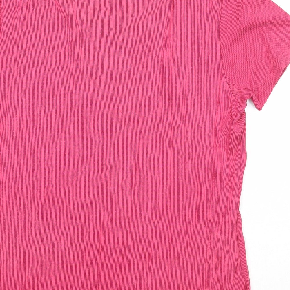 OPUS Womens Pink Cotton Basic T-Shirt Size M V-Neck