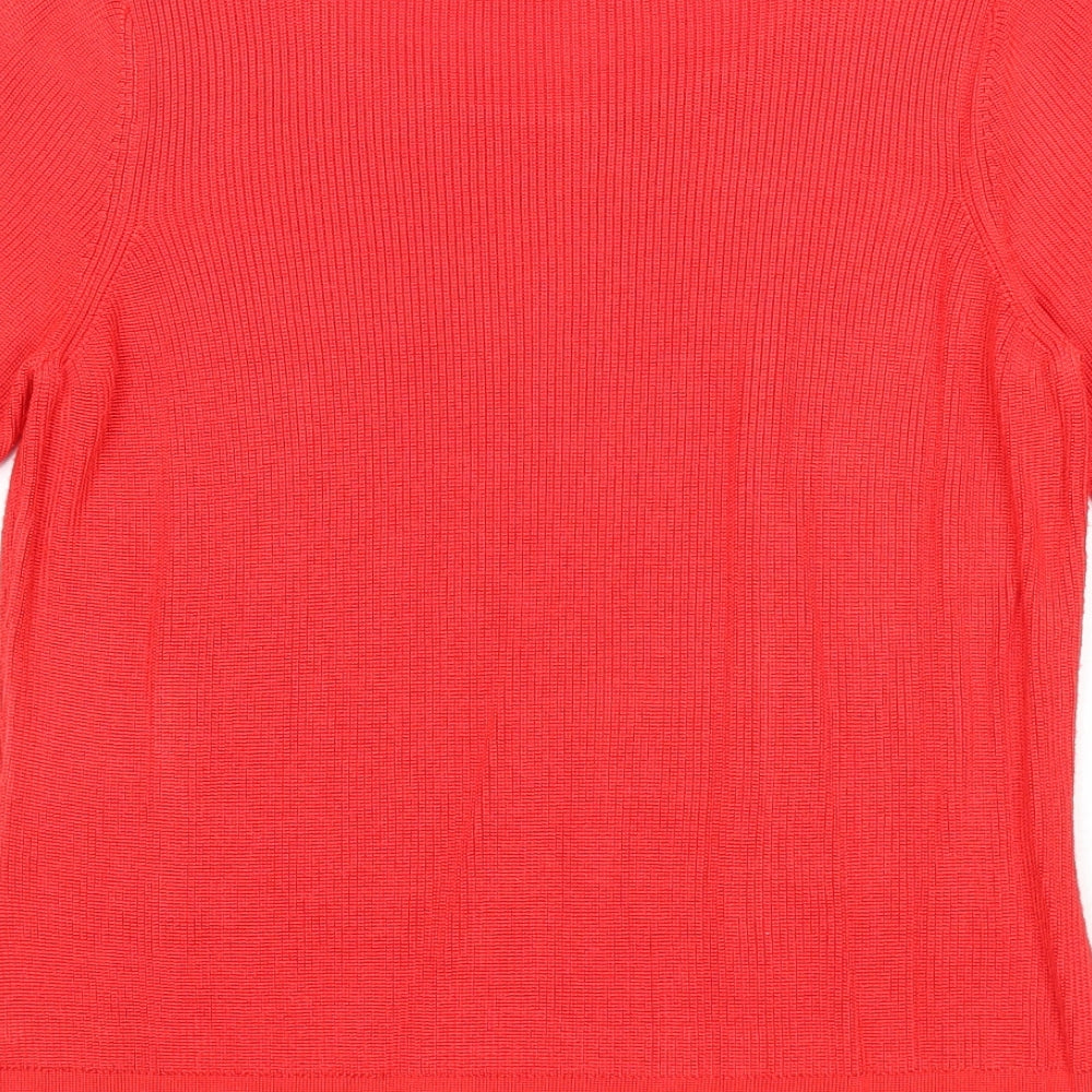 Marks & Spencer Womens Red Round Neck Viscose Pullover Jumper Size 12