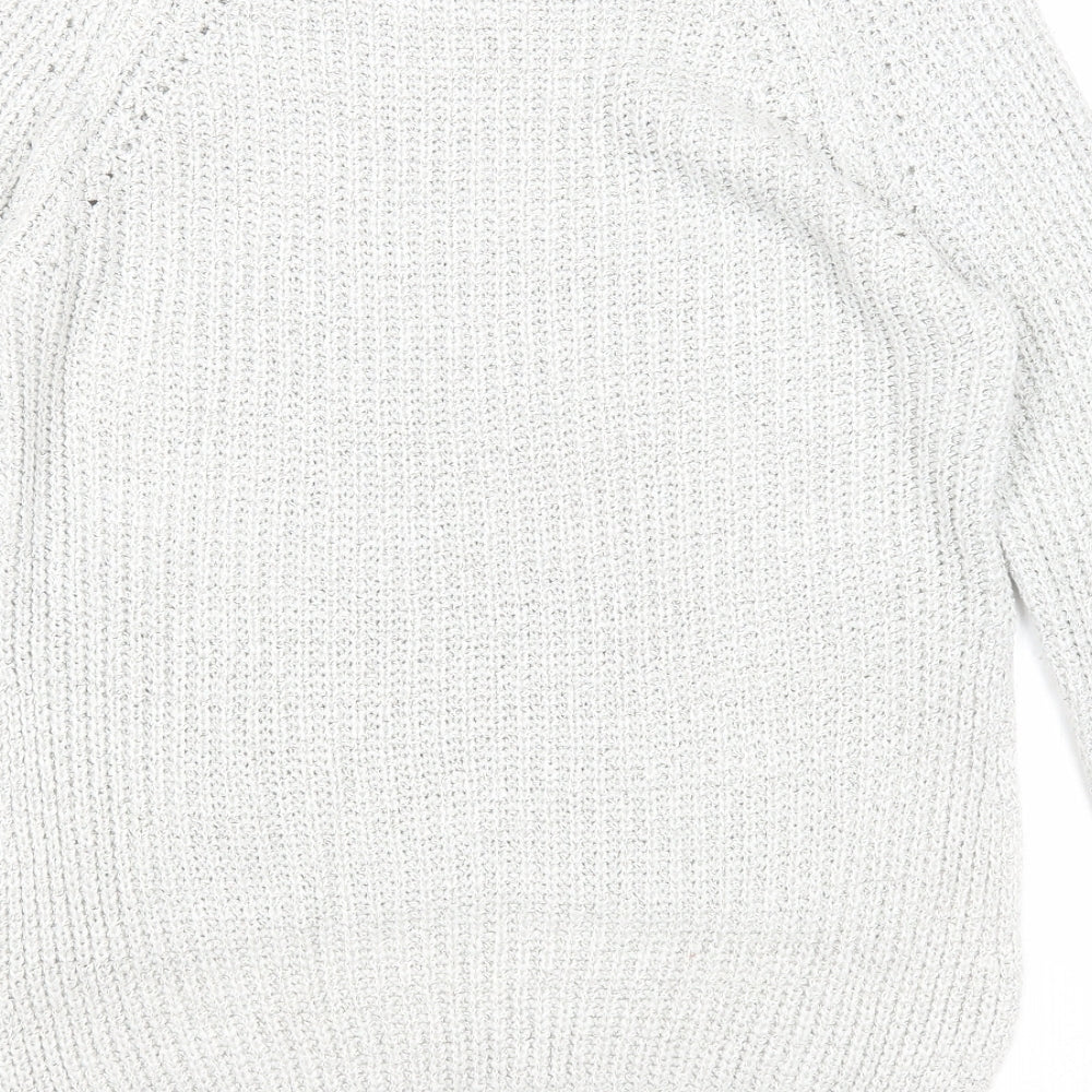 Papaya Womens Ivory Boat Neck Acrylic Pullover Jumper Size S