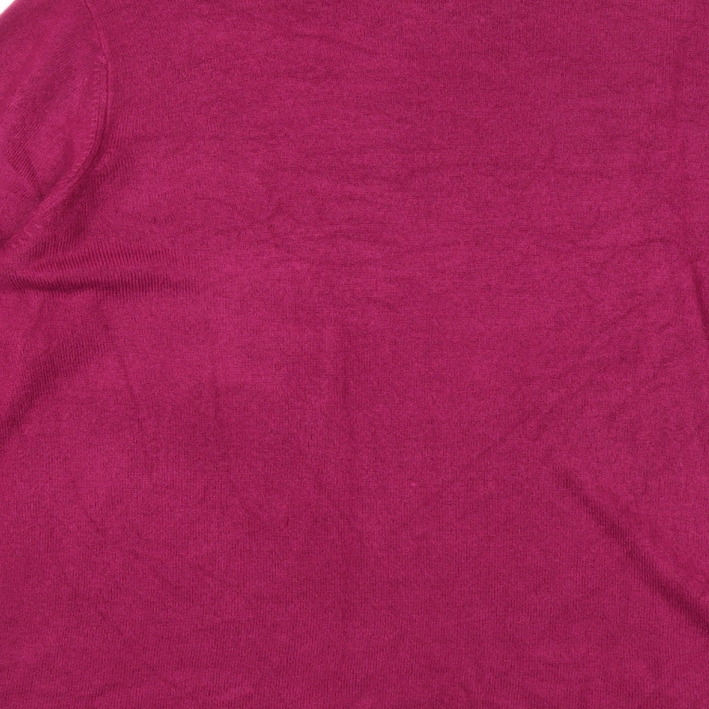 Marks & Spencer Womens Purple Round Neck Herringbone Acrylic Pullover Jumper Size 16