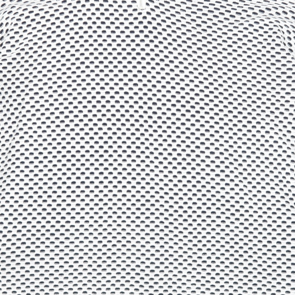 ESMARA Womens White Round Neck Geometric Cotton Pullover Jumper Size 10