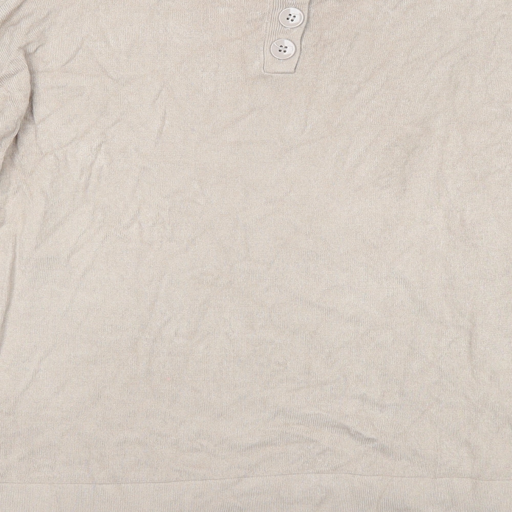 Marks & Spencer Womens Beige Round Neck Acrylic Pullover Jumper Size 8