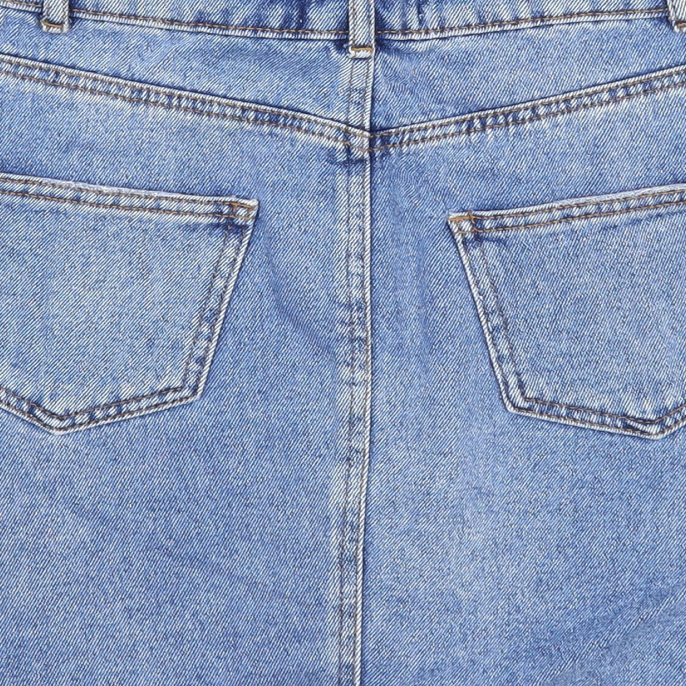 Miss Selfridge Womens Blue Cotton A-Line Skirt Size 6 Zip