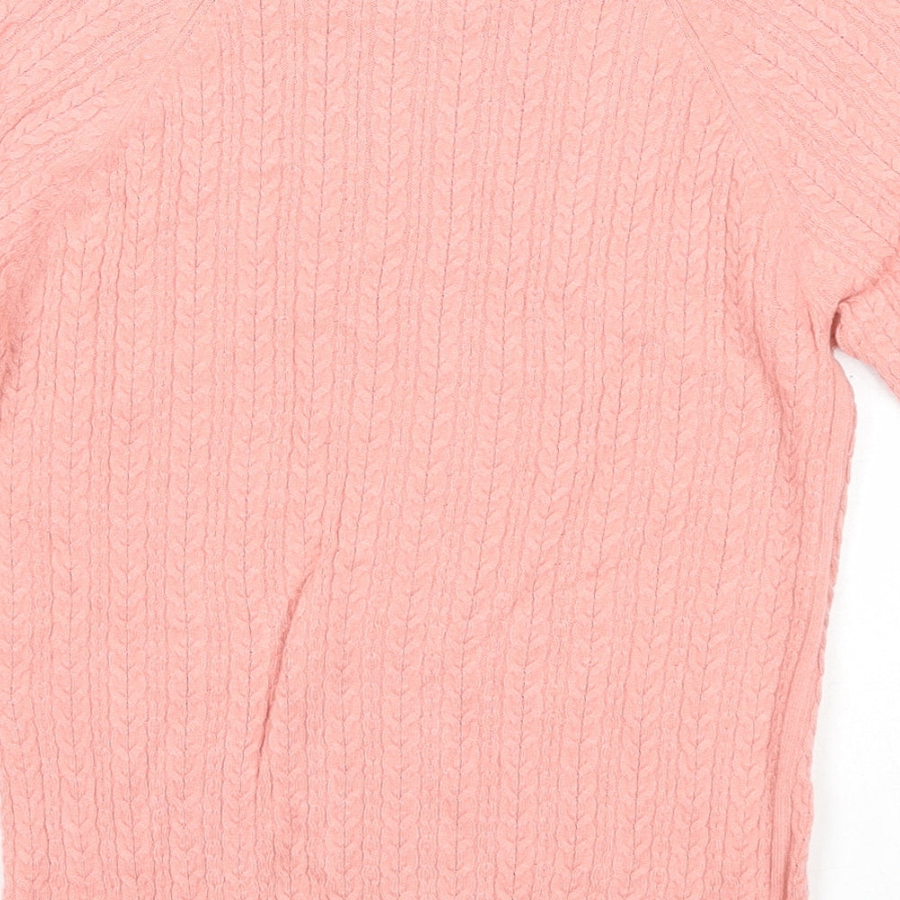 Papaya Womens Pink Round Neck Acrylic Pullover Jumper Size 14
