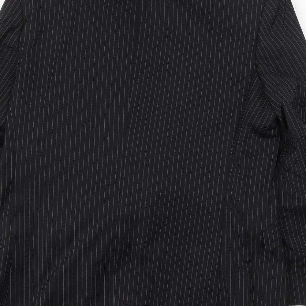 Limehaus Mens Black Striped Polyester Jacket Suit Jacket Size 44 Regular