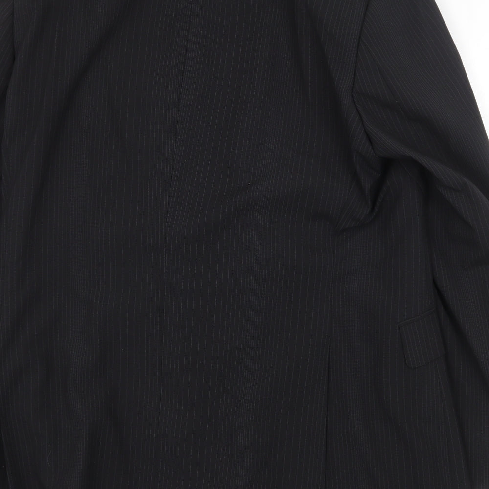 Burton Mens Black Striped Polyester Jacket Suit Jacket Size 44 Regular