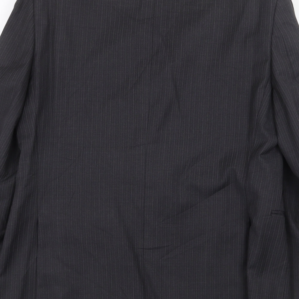 Marks & Spencer Mens Grey Striped Wool Jacket Suit Jacket Size 40 Regular