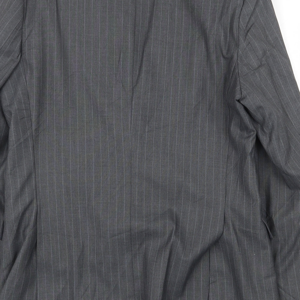 Burton Mens Grey Striped Polyester Jacket Suit Jacket Size 40 Regular