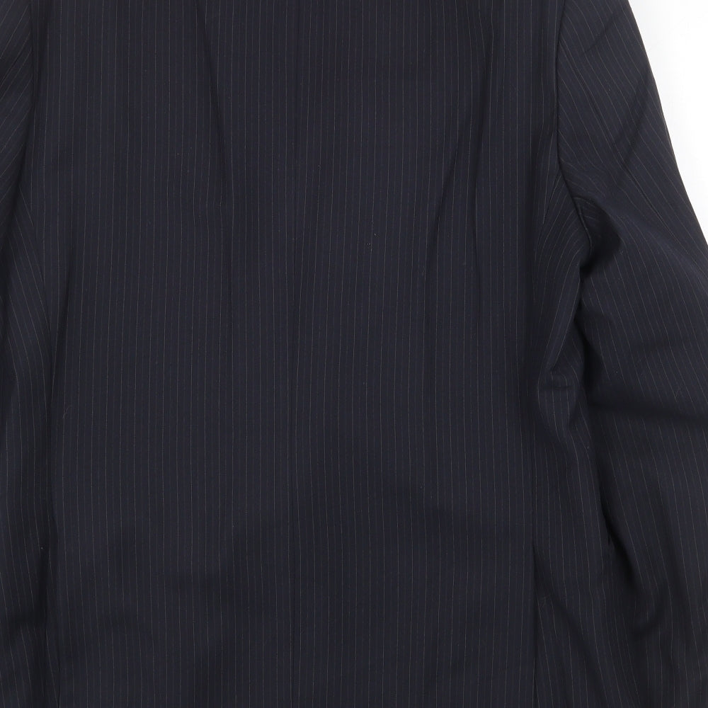 Marks & Spencer Mens Blue Striped Polyester Jacket Suit Jacket Size 40 Regular