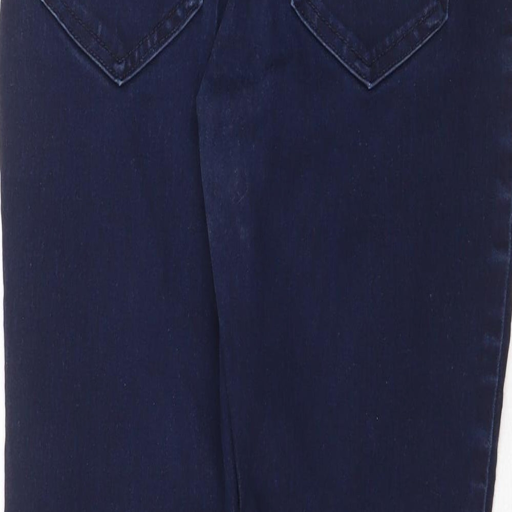 Marks & Spencer Womens Blue Cotton Skinny Jeans Size 12 Regular Zip